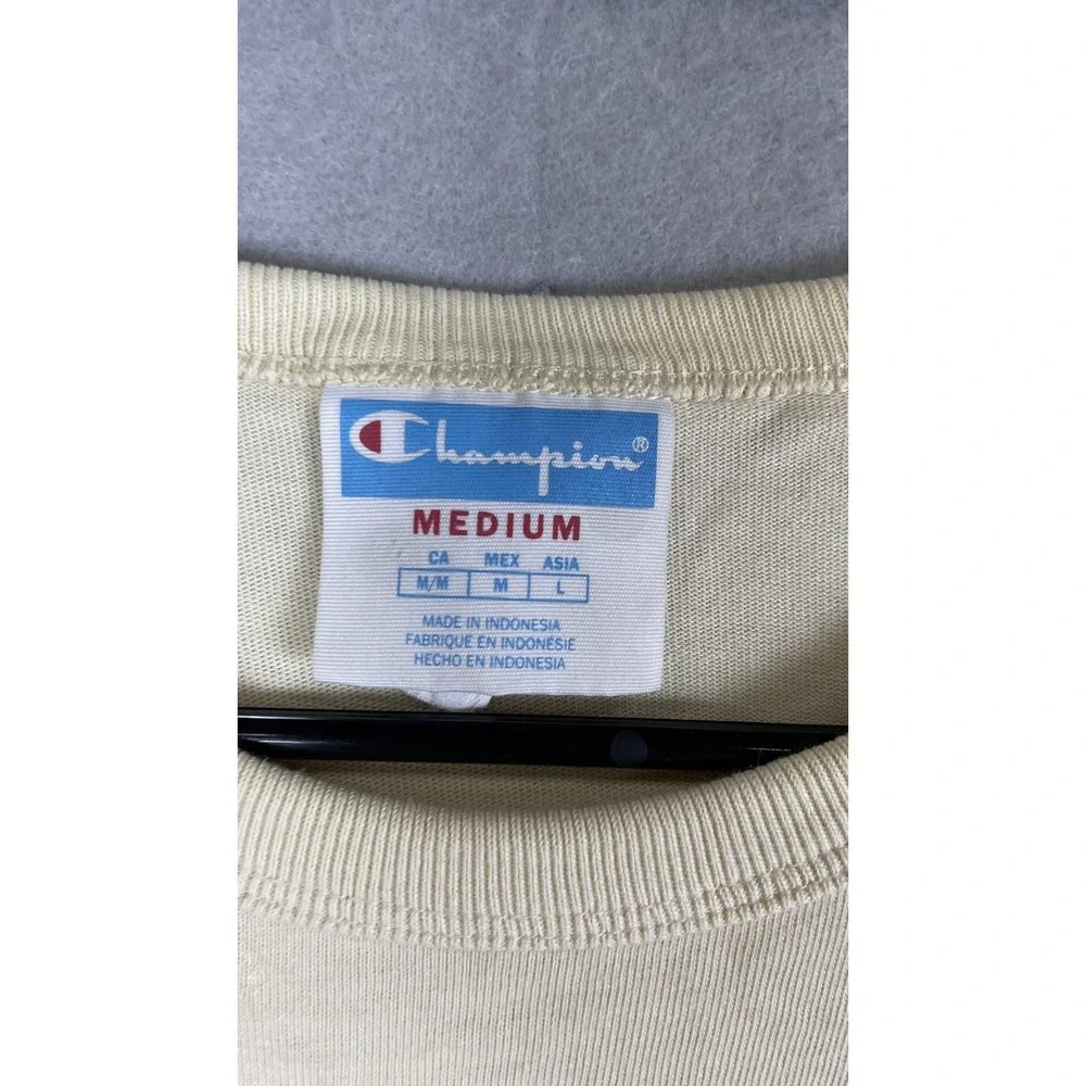 Champion Shirt Mens Medium Beige‎ Big C Logo Script Graphic Tee T-Shirt Casual - Picture 4 of 8